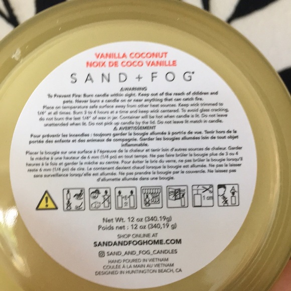 NWT! SAND AND FOG 2-wick candle Vanilla Coconut made w/ natural essential oils. - Picture 4 of 6